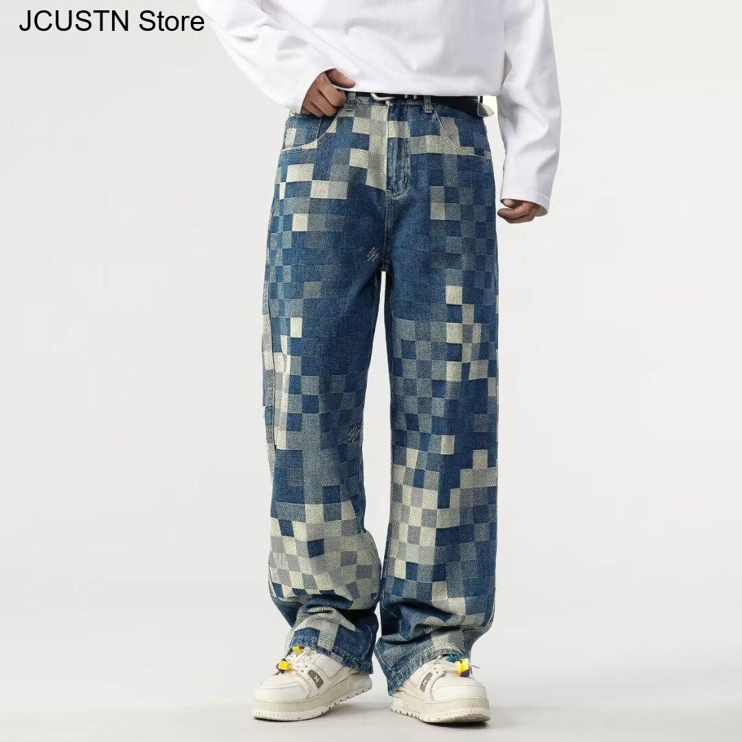 Men'S Accessories For Jeans - ชายอินเทรนด์ขาตรงกางเกงหลวม Fit ผู้ชายผ้าฝ้าย Ripped Frayed ดิบ