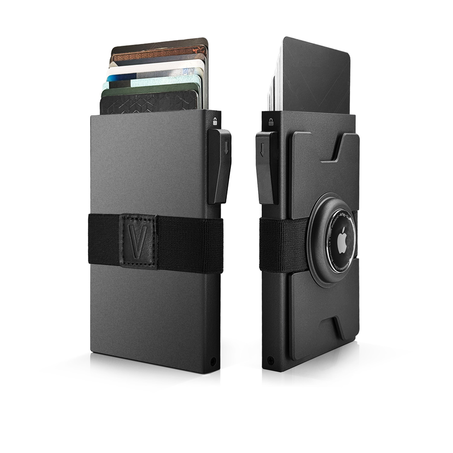 Card Case Minimalist - กระเป๋าสตางค์ AirTag โลหะอัจฉริยะสําหรับผู้ชาย: ผู้ถือแบบบาง, การปิดกั้น RFID,