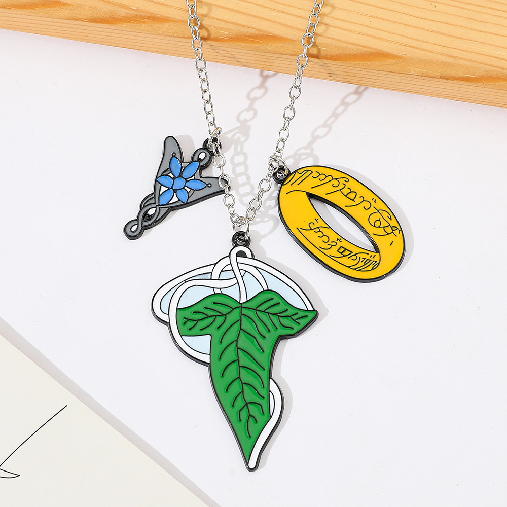 Men Accessories Pendant - ลอร์ดออฟเดอะริงส์สร้อยคอเอลฟ์แฟชั่นสร้างสรรค์จี้รูปใบไม้เครื่องประดับคอสเพลย์อุปกรณ์เสริมเทรนด์ของขวัญสำหรับผู้หญิงและผู้ชาย