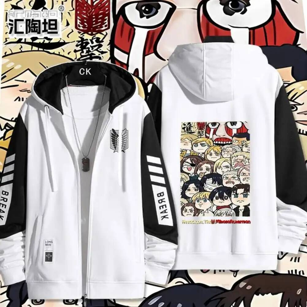 Men'S Accessories Fashion - Ackerman Levi Mikasa·Ackerman Eren Jaeger เสื้อแจ็คเก็ตพิมพ์ลายแขนยาวมีซิปมีฮู้ดผู้หญิงผู้ชายแฟชั่นเสื้อคลุมมีฮู้ดคู่รัก
