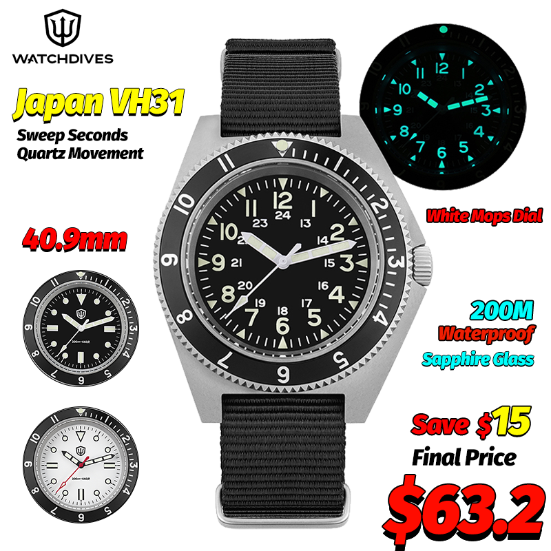 Men'S Accessories Fashion - นาฬิกาควอตซ์ Watchdives รุ่น WD1972 นาฬิกาผู้ชายหน้าปัดแซฟไฟร์ เรืองแสง
