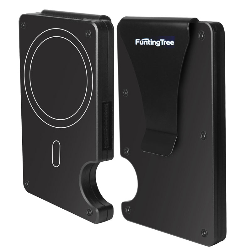 Card Case Minimalist - ใช้งานร่วมกับกระเป๋า MagSafe ได้, กระเป๋าสตางค์บางสำหรับผู้ชายพร้อมคลิปหนีบเงิน, ที่ใส่บัตรโลหะป้องกัน RFID,