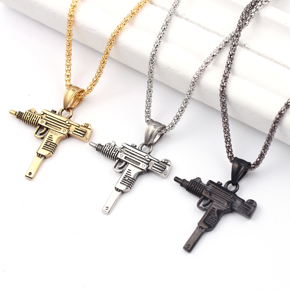 จี้สร้อยคอรูปปืนอูซี่สไตล์พังก - Men Accessories Pendant บทวิจารณ์และราคา