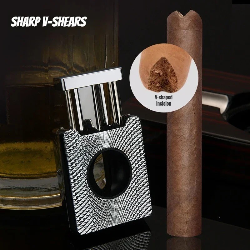 พรีเมี่ยมสแตนเลสกรรไกรซิการ์-V - Cigar Cutter Set บทวิจารณ์และราคา
