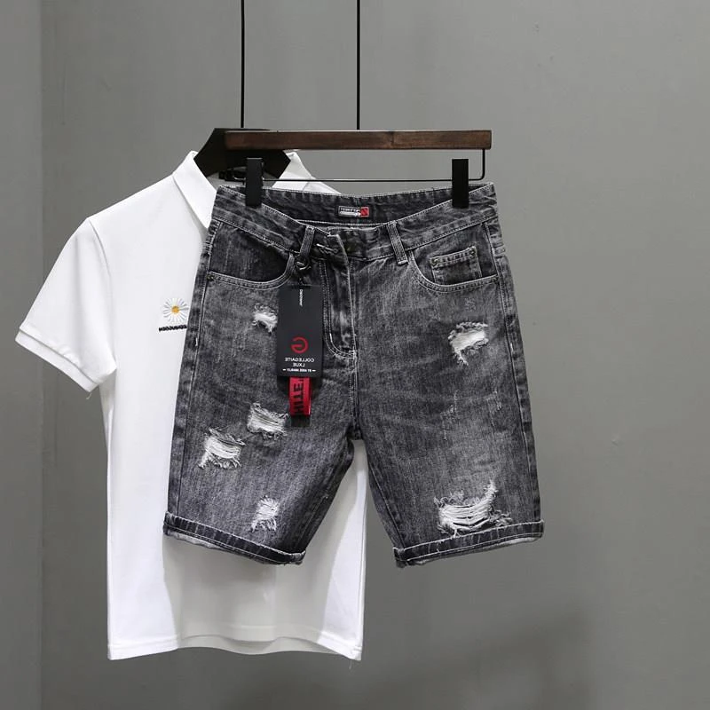 กางเกงยีนส์ขาสั้นผู้ชายสีดำเทา - Men'S Accessories For Jeans บทวิจารณ์และราคา